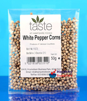 Peppercorns: White Peppercorns 50g (Hampshire Foods)