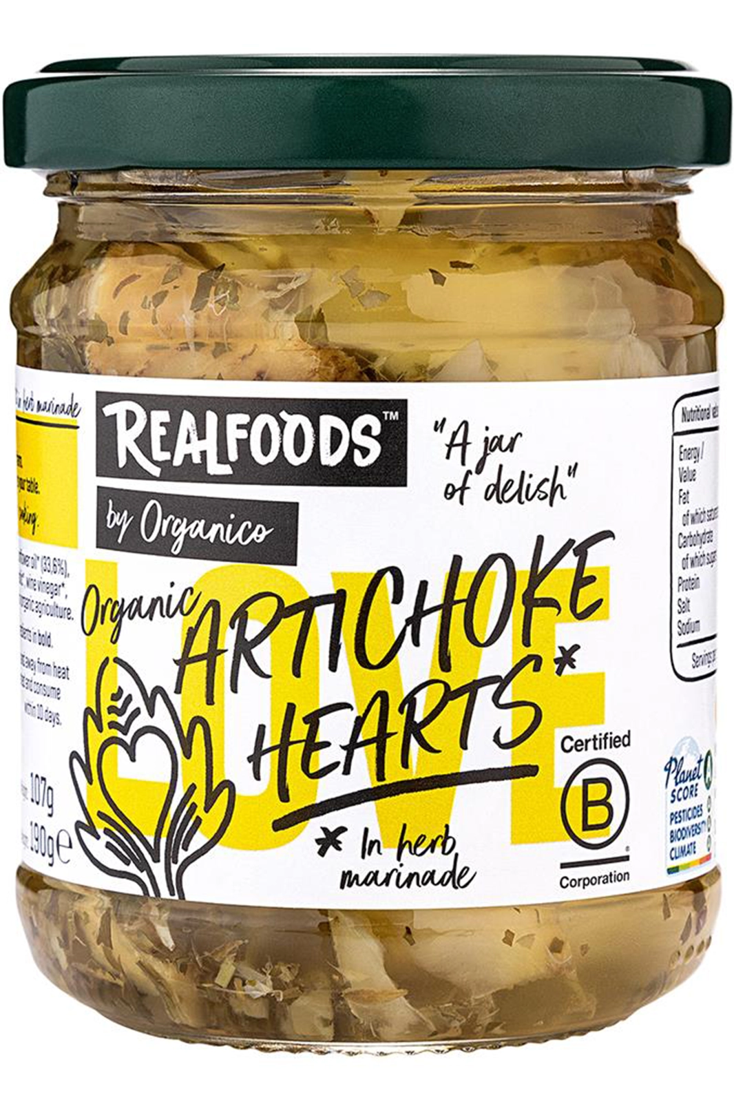 Organic Artichoke Hearts in a Herb Marinade 190g Healthy Supplies