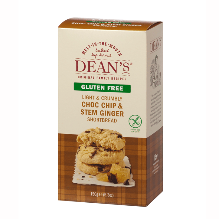 Glutenfree Chocolate Chip & Stem Ginger Shortbread 150g (Deans