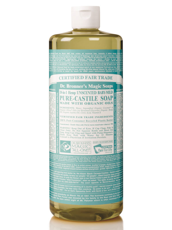 18-in-1 Baby Mild Pure Castile Soap 946ml (Dr. Bronner's) | Healthy Supplies 18-in-1 Baby Mild Pure Castile Soap 946ml (Dr. Bronner's) | Healthy Supplies