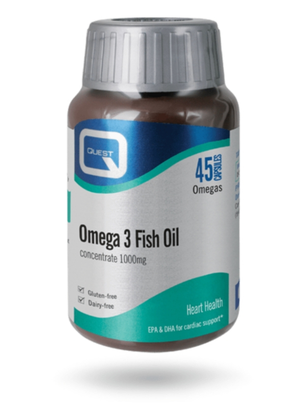 Omega 3 Fish Oil 1000mg Capsules + 45 capsule (Quest) | Healthy Supplies