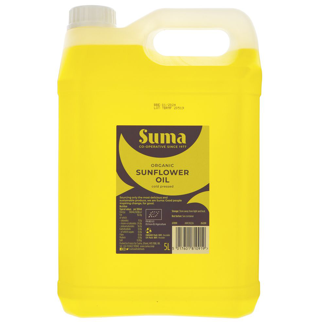 Organic Sunflower Oil 5L (Suma) Healthy Supplies