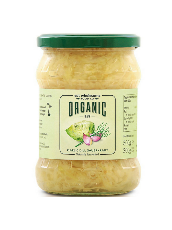 Raw Dill & Garlic Sauerkraut 500g, Organic (Eat Wholesome) Healthy