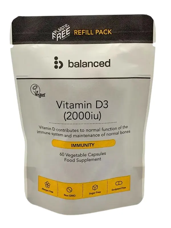 Vitamin D3 Refill Pouch 60 Capsules (Balanced) Healthy Supplies