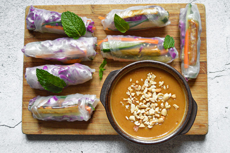 Fresh Spring Rolls with Peanut Dipping Sauce