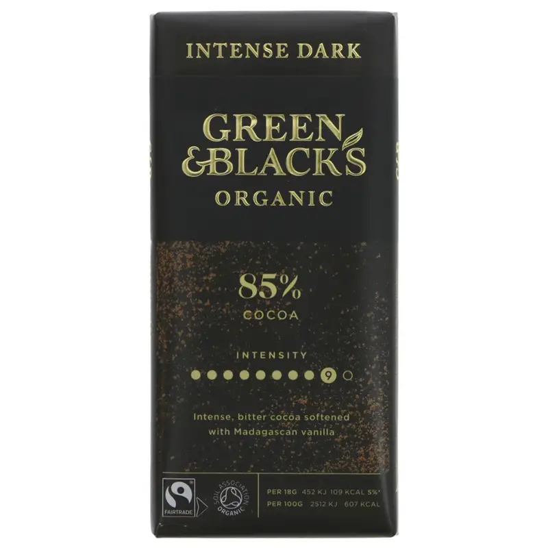 Organic 85% Cocoa Dark Chocolate 90g (Green & Blacks) 