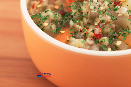 Spicy Pearl Barley and Lentil Soup