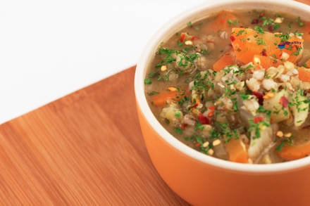 Spicy Pearl Barley and Lentil Soup