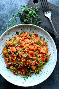 Pearl Barley Risotto with Tomato and Parmesan (via karlasnordickitchen.com)