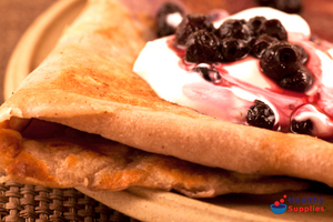 Chestnut Pancakes with Blueberries & Crème fraiche