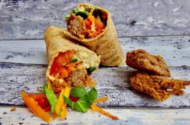 Falafel and Hummus Flatbread Wraps