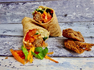 Falafel and Hummus Flatbread Wraps