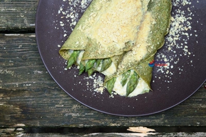 Green Asparagus Pancakes with Vegan Cheese