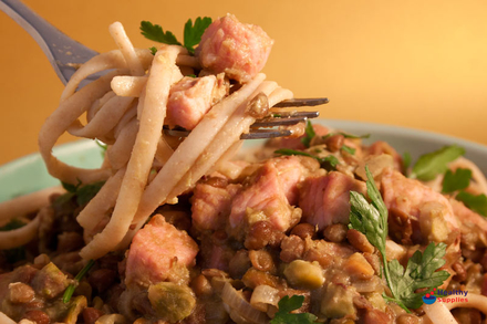 Linguine with Ham & Green Sauce
