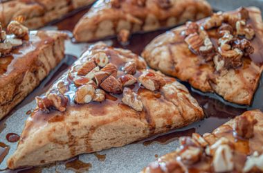 Vegan Scones with Nuts & Maple Caramel