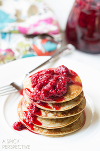 Coconut Flour Pancakes (via aspicyperspective.com)