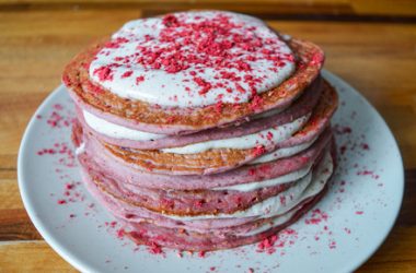 Pink Berry Pancakes with Cashew Cream