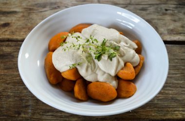 Pumpkin Gnocchi with Cheezy Cashew Sauce