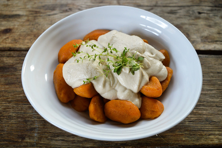 Pumpkin Gnocchi with Cheezy Cashew Sauce