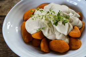 5) Pumpkin Gnocchi with Cheezy Cashew Sauce