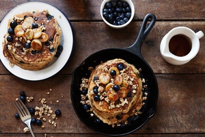 Blueberry, Banana and Quinoa Skillet Cakes (via abetterhappierstsebastian.com)