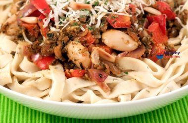 Homespun Herb Tagliatelle with Red Pesto Sauce