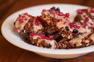 Spelt & Raspberry Nutty Flapjacks With White Chocolate