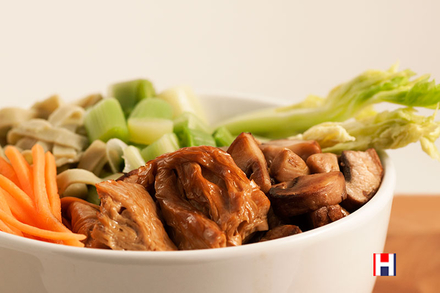 Braised Tofu Power Bowl with Bean Noodles