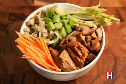 Braised Tofu Power Bowl with Bean Noodles
