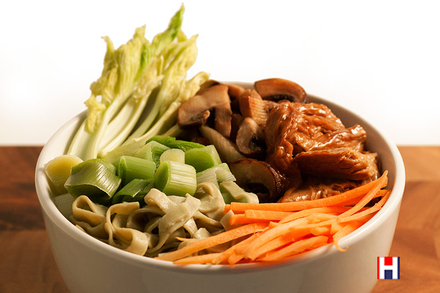 Braised Tofu Power Bowl with Bean Noodles