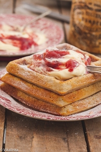 3) Buckwheat Waffles with Rhubarb Cream (via vikalinka.com)