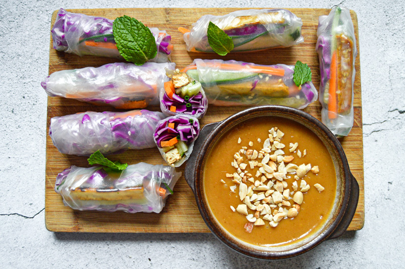 Fresh Spring Rolls with Peanut Dipping Sauce