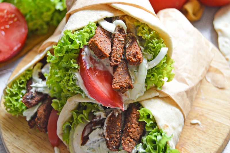 Vegan Gyros with Flatbreads and Tzatziki Sauce