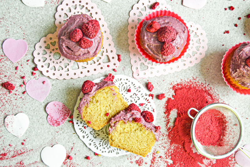 Vegan & Gluten-Free Vanilla Cupcakes with Pink Cashew Frosting