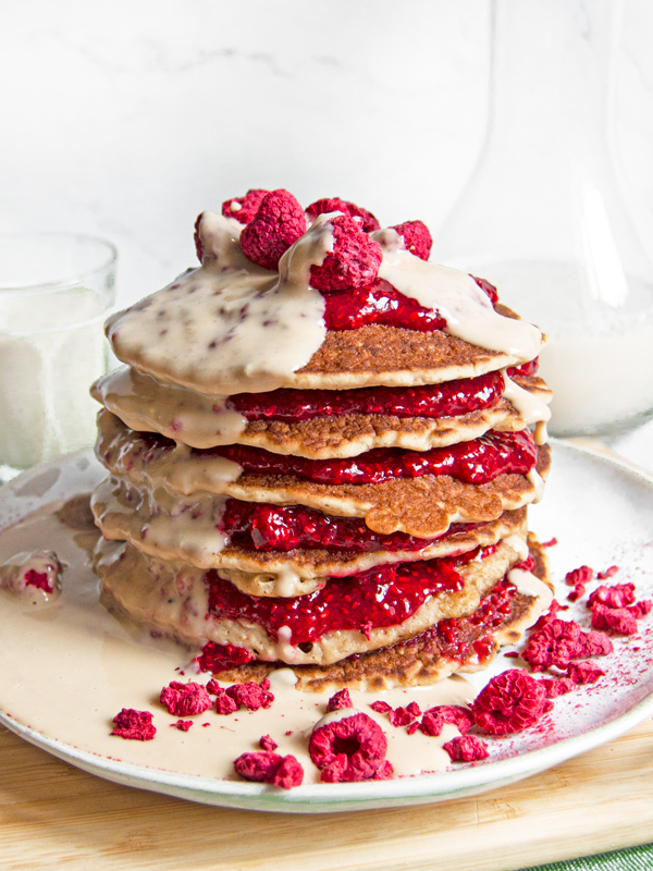 Peanut Butter and Raspberry Jam Pancakes