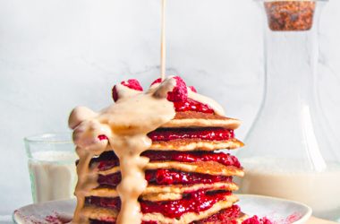 Peanut Butter and Raspberry Jam Pancakes (Vegan & Gluten-Free)