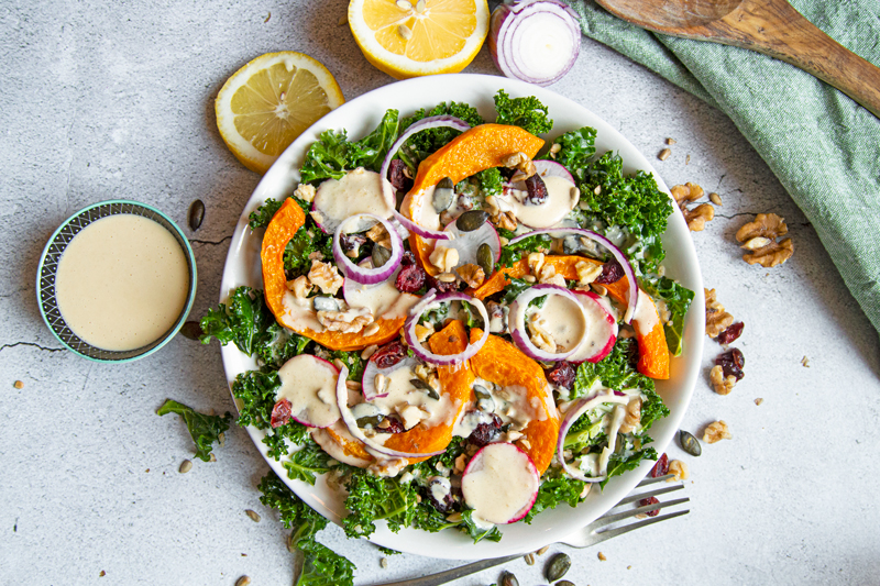 Butternut Squash, Walnut, Quinoa and Kale salad