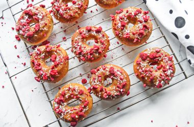 Healthy Vegan Donuts with Miso Caramel & Raspberries