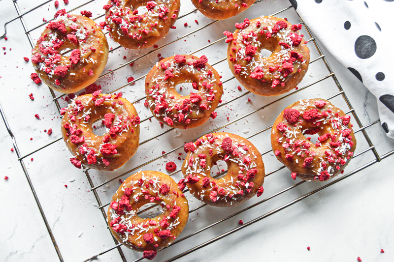 Miso Caramel & Raspberry Donuts