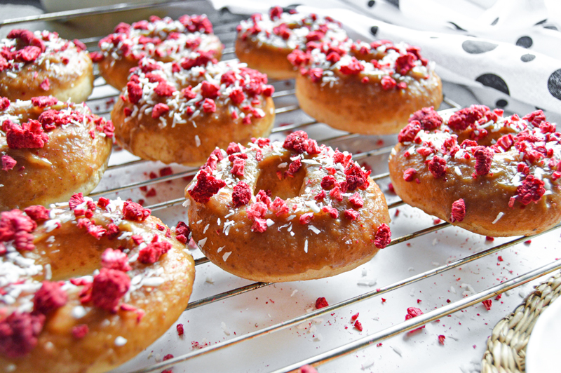 Healthy Vegan Donuts with Miso Caramel &#038; Raspberries