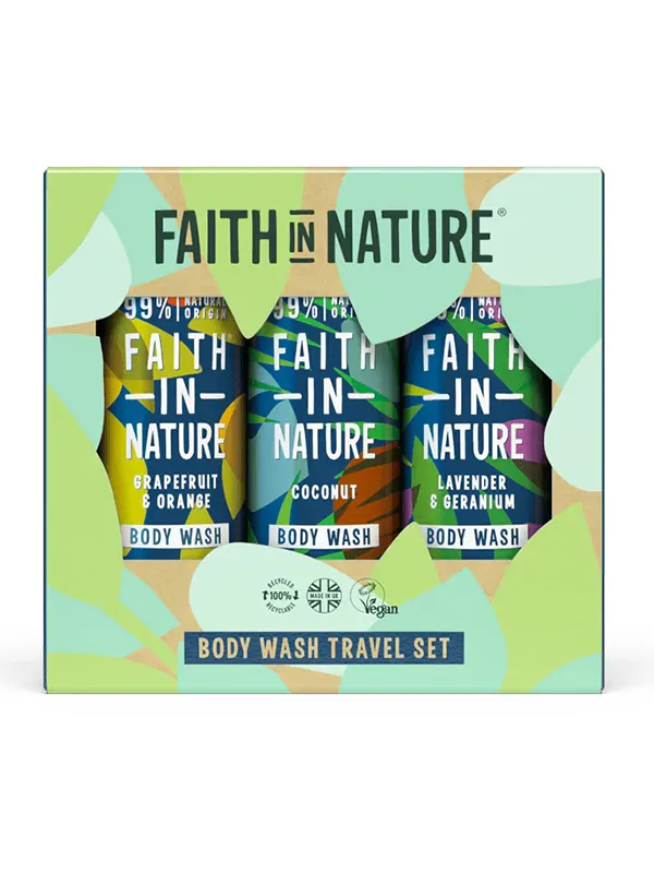 Body Wash Travel Set 3 x 100ml (Faith In Nature)