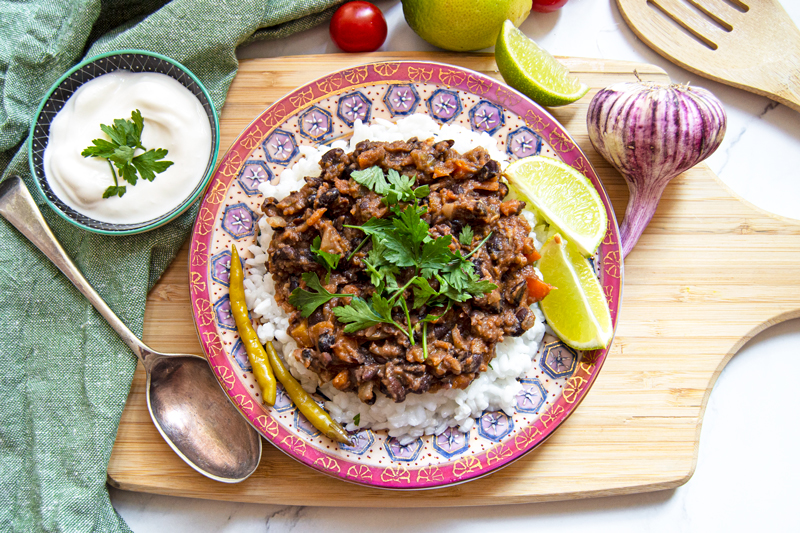 Refried Black Beans and Rice