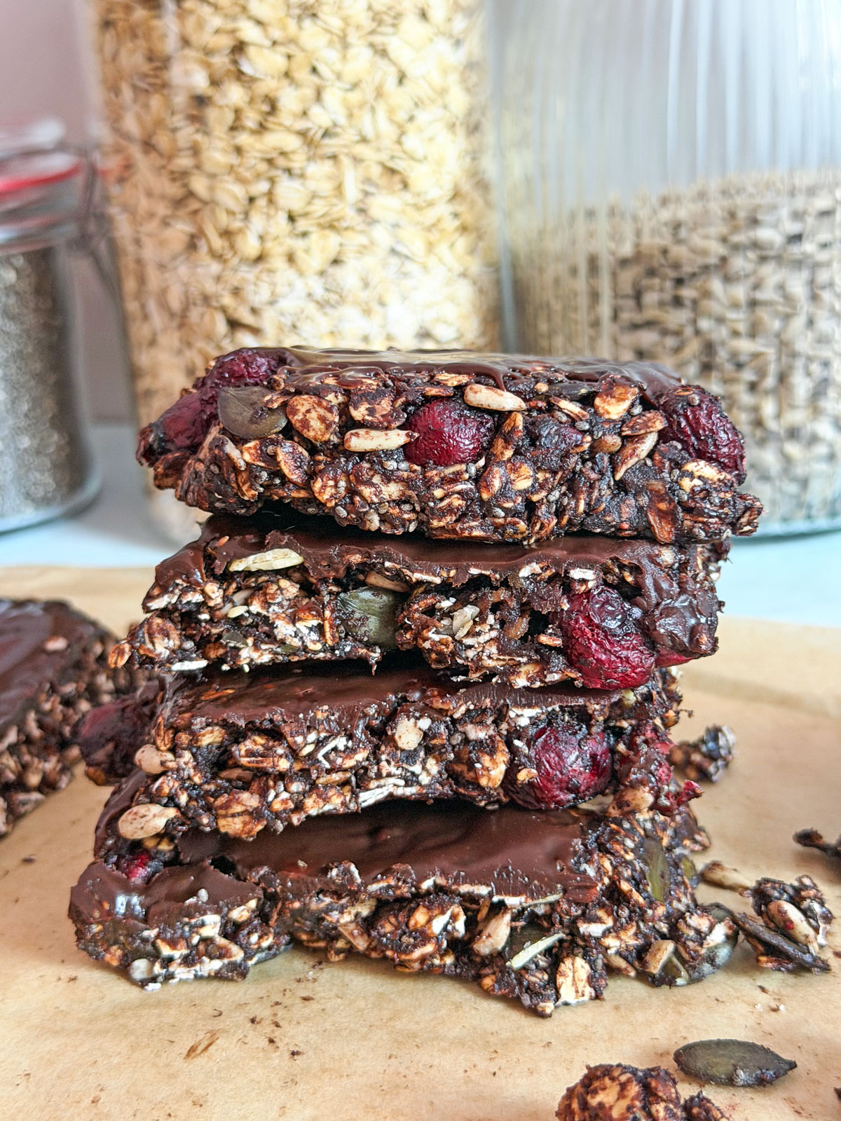 No-Bake Dark Chocolate Flapjacks