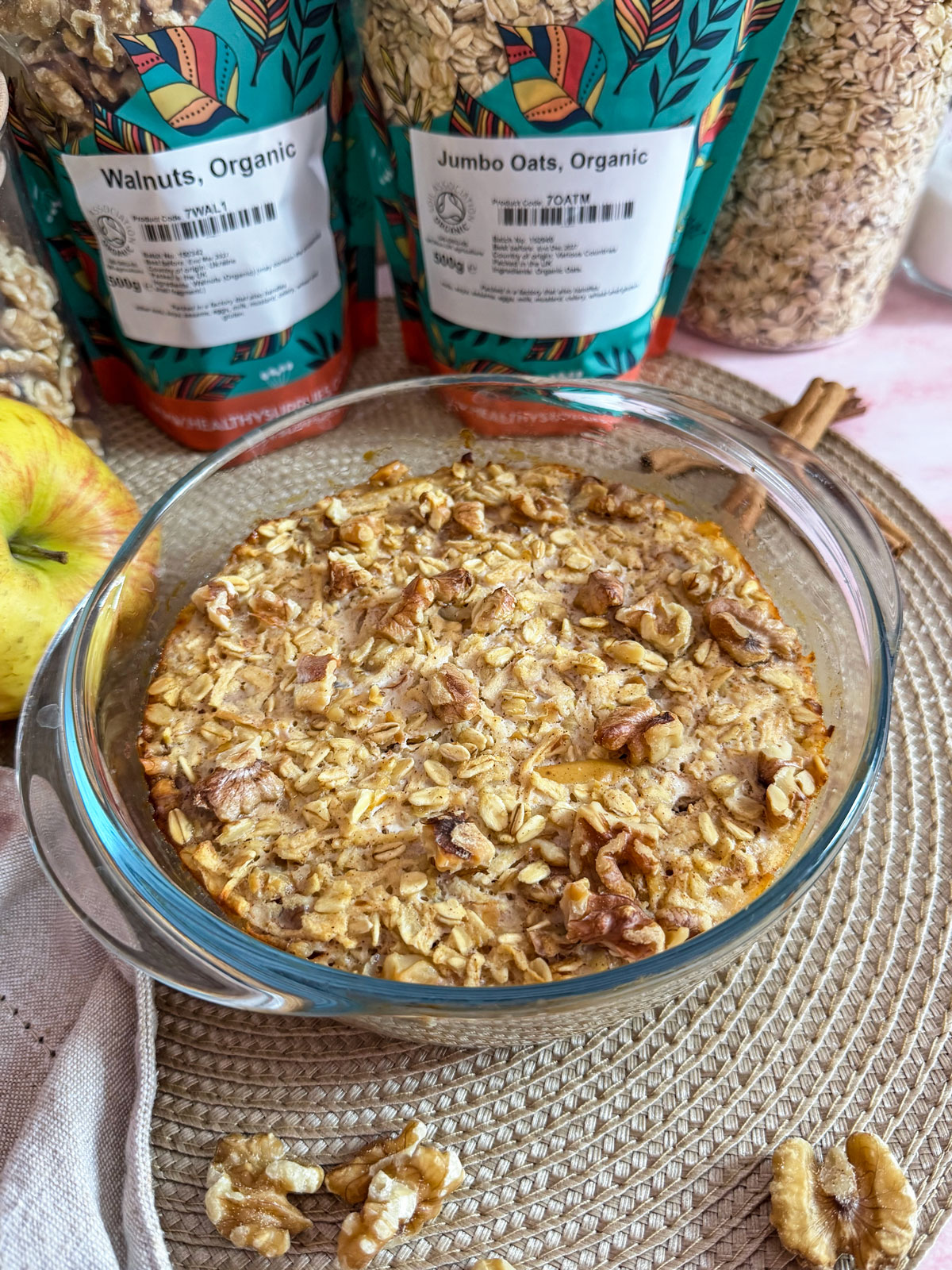 Cinnamon Apple & Walnut Baked Oats