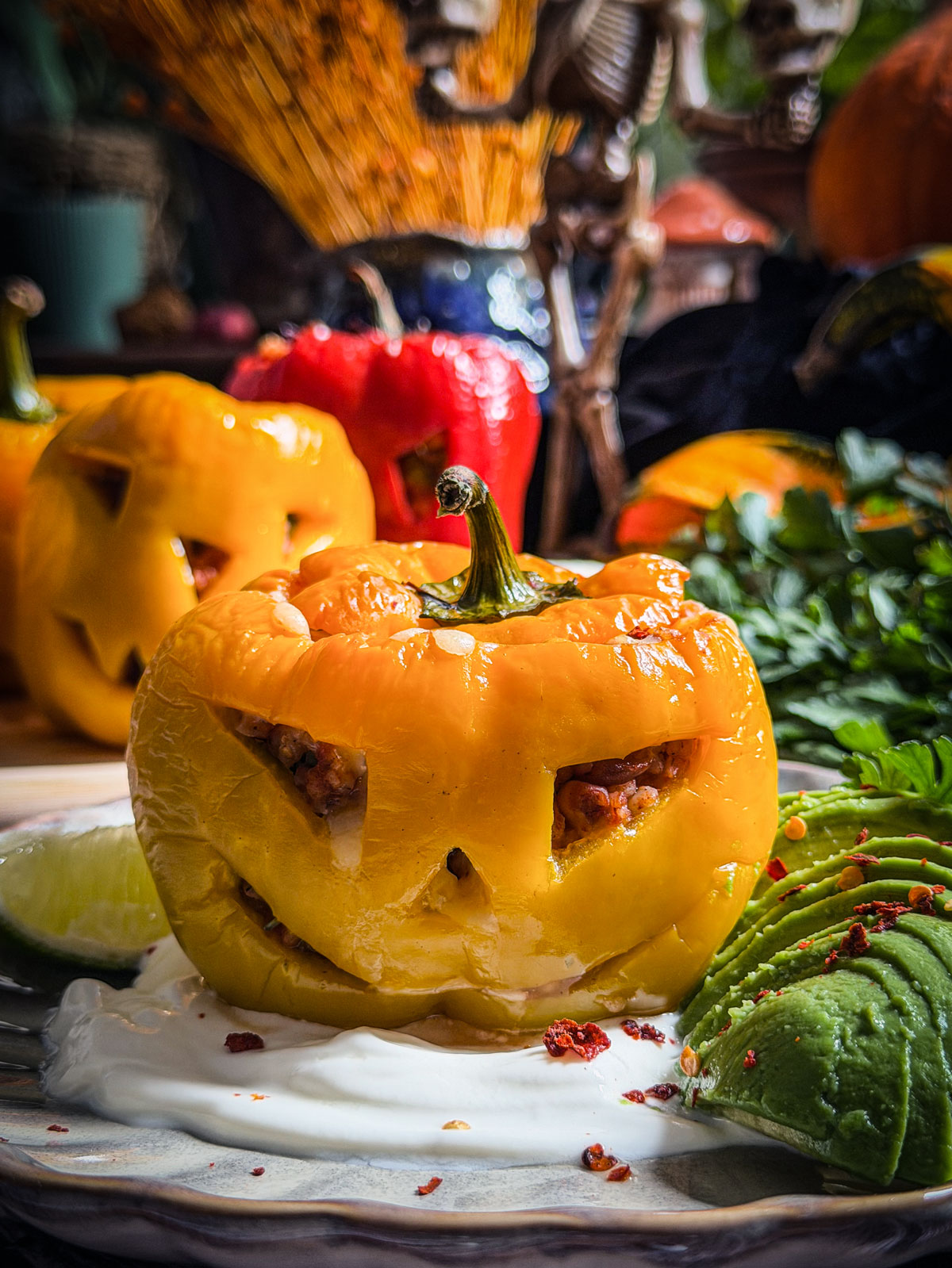 Spooky Stuffed Peppers