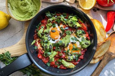 Pumpkin Seed Shakshuka with Green Tahini