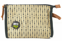 Ramie Leaf and Jute Blend Pencil Pouch Cream (Onyx and Green)