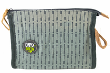 Ramie Leaf and Jute Blend Pencil Pouch Grey (Onyx and Green)