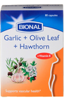 Garlic, Olive Leaf and Hawthorn Supplements, 80 Capsules (Bional)