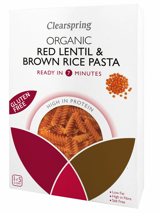 Red Lentil & Brown Rice Pasta, Organic 250g (Clearspring)